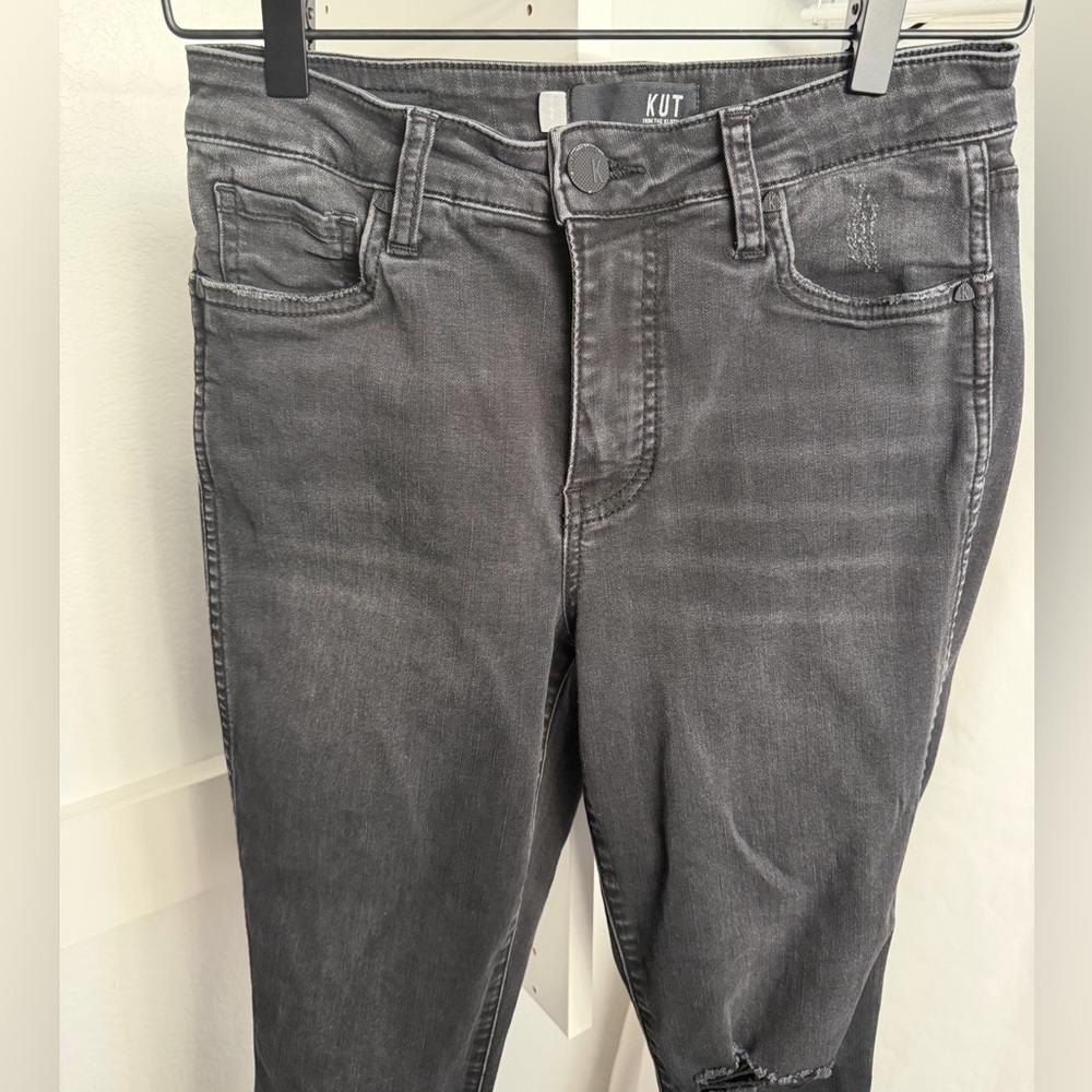 Kut from the Kloth Women's Donna Fab Ab Skinny Ankle Jeans in Black/Charcoal 2